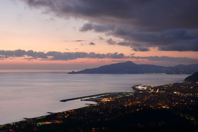 Scenic view of sea against sky during sunset