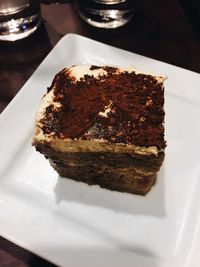 High angle view of pastry in plate