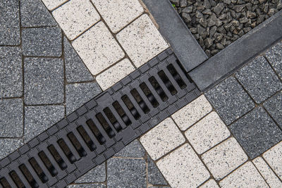 High angle view of cobblestone street