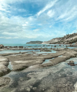 Scenic view of beach against sky