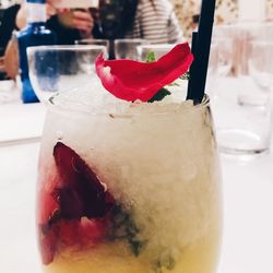 Close-up of ice cream on table