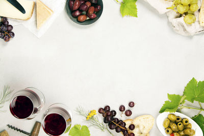 High angle view of fruits on table