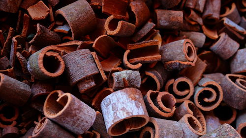 Full frame shot of wooden shavings