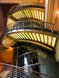 Low angle view of spiral staircase in building