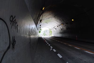 View of illuminated tunnel