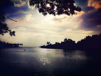 Scenic view of lake against cloudy sky