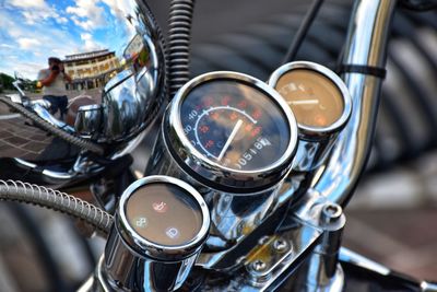 Close-up motorcycle dashboard