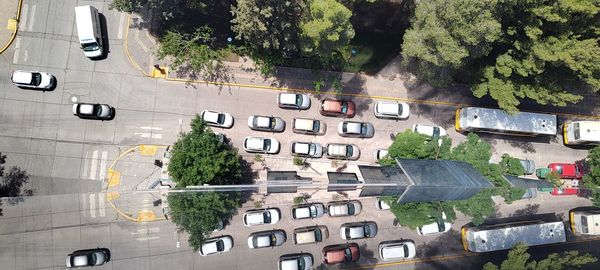 High angle view of buildings in city