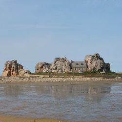 Scenic view of sea against clear sky