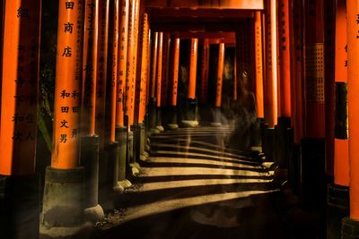 View of illuminated underground walkway