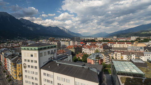 High angle view of townscape against sky