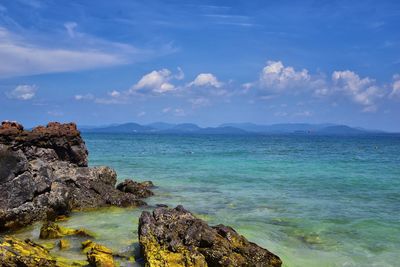 Island ocean tropical forest views near phi phi, ko rang yai, ko li pe phuket thailand asia.