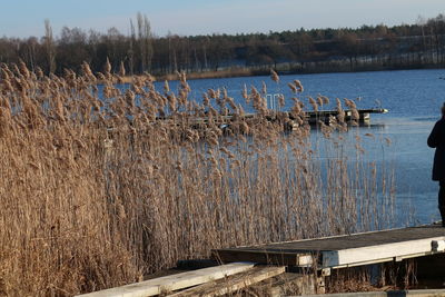 Scenic view of lake against sky