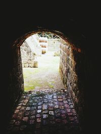 Historic building seen through arch