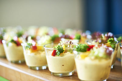 Close-up of fruits served on table