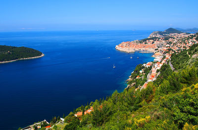 High angle view of sea against sky