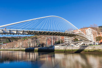 Bridge over river against blue sky