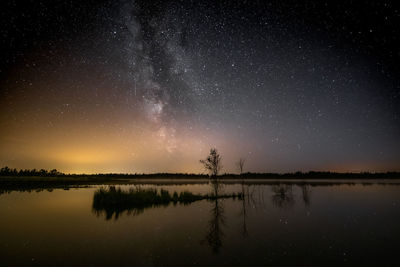 Starry sky by the lake