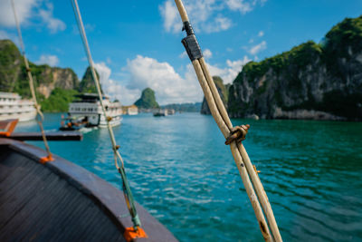 Close-up of boat in sea