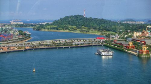 Scenic view of bridge over river in city
