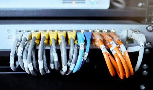 Close-up of colorful cables