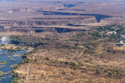 High angle view of land