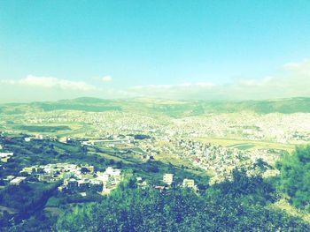 High angle view of townscape against sky