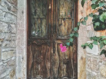 Closed door of old building