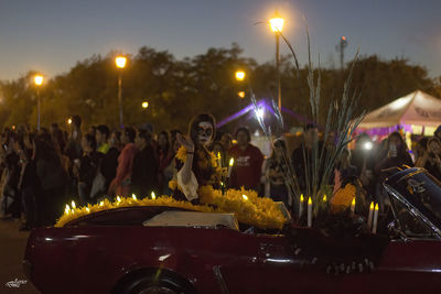 People on street at night