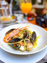 Close-up of food in plate on table