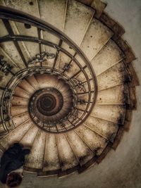 High angle view of spiral stairs