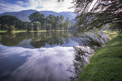 Scenic view of lake against sky