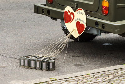 Close-up of car on street