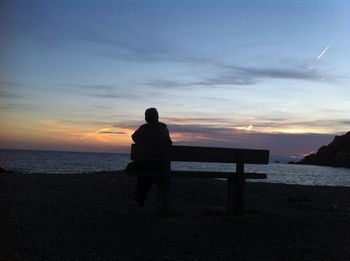 Scenic view of sea at sunset