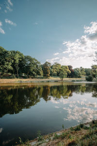 Scenic view of lake against sky