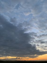 Low angle view of dramatic sky during sunset