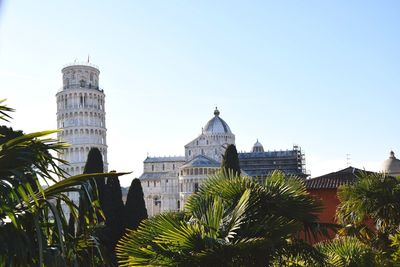 View of buildings against clear sky