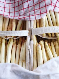 High angle view of asparagus