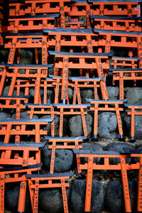 High angle view of text written at temple