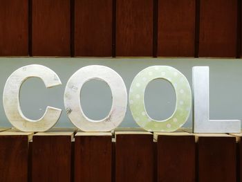 Close-up of text on white wall