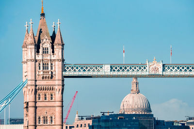 Iconic tower bridge connecting londong with southwark on the thames river