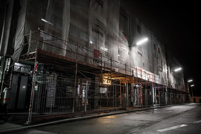 View of illuminated buildings at night