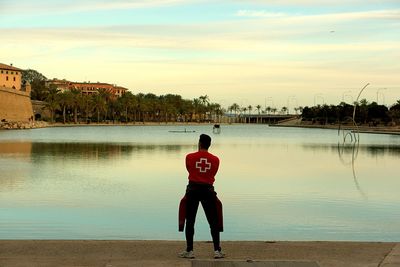 Woman standing in water