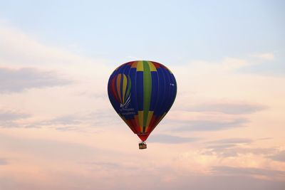 Low angle view of hot air balloon against sky