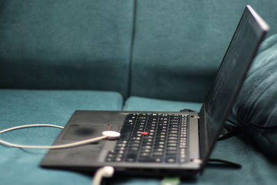 High angle view of computer keyboard