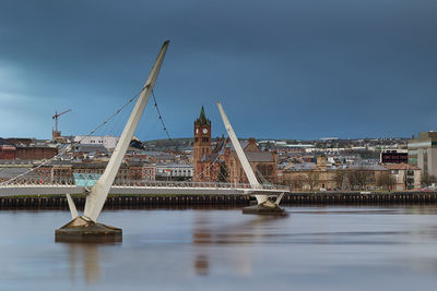 Bridge over river against sky