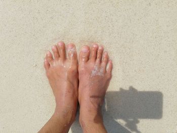 Low section of woman standing on beach