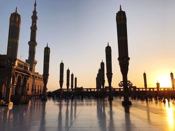 Panoramic view of mosque at sunset