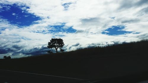 Scenic view of field against cloudy sky