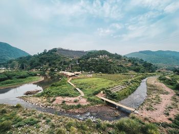 High angle view of landscape against sky